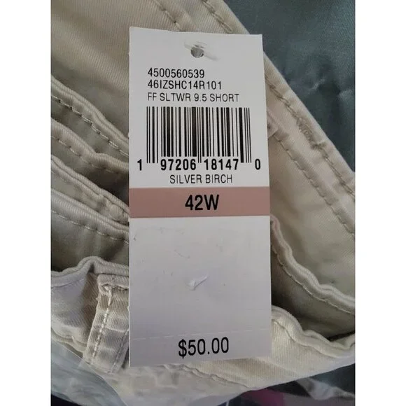 Izod Saltwater Stretch Mens Shorts 42W 9.5" Inseam Cotton Blend Silver Birch Col - Picture 5 of 5